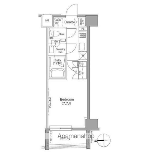 ザ・パークハビオ根岸三丁目[1K/25.12m2]の間取図