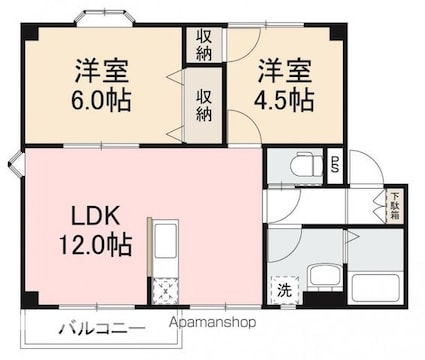 グリーンアレイ２６　Ａ・Ｂ[2LDK/50.1m2]の間取図