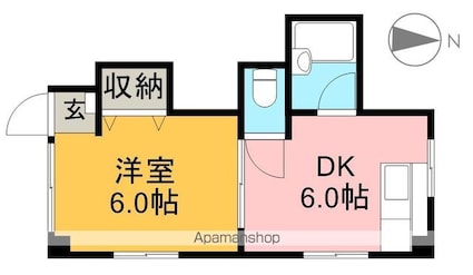 ふじハイツ[1DK/24m2]の間取図