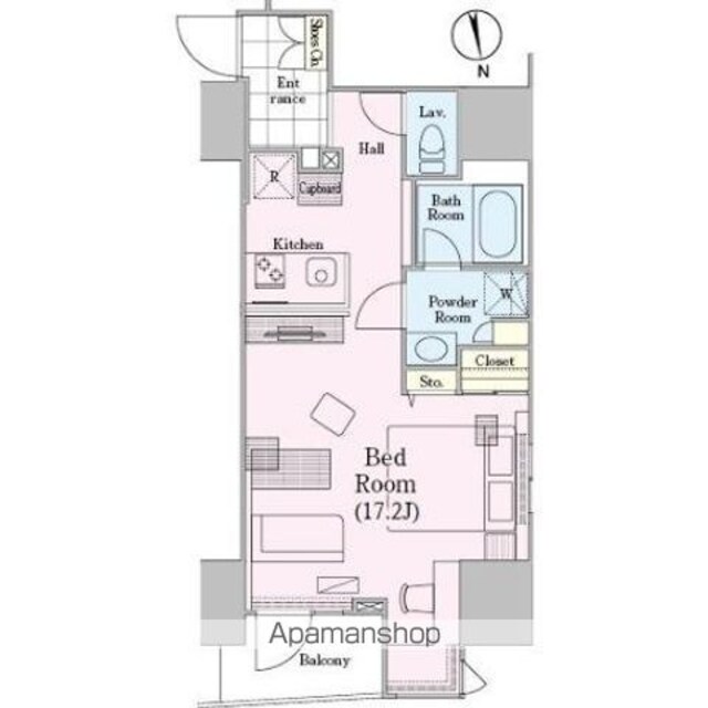 ロイジェントパークス四ツ谷[1R/40.68m2]の間取図