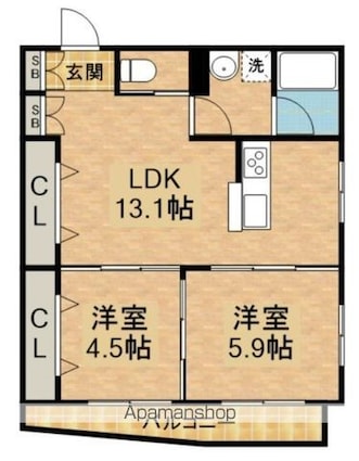 Ｐａｒｋｓｉｄｅ　Ｒｅｓｉｄｅｎｃｅ[2LDK/54.51m2]の間取図