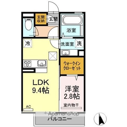 パラティウム[1LDK/33.62m2]の間取図