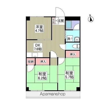 コーポサンライズモリ[3DK/51.13m2]の間取図