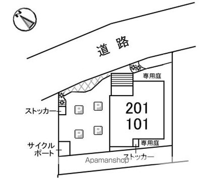 ミラバルみどり坂[2LDK/58.58m2]の配置図