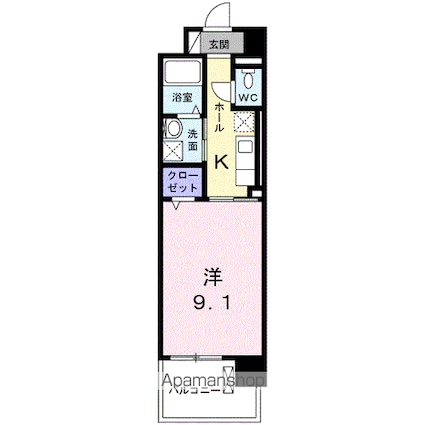 セントラルヒルズ昭和町[1K/30.88m2]の間取図