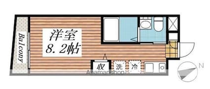 ＦＩＯＲＩ奥沢[1K/23m2]の間取図