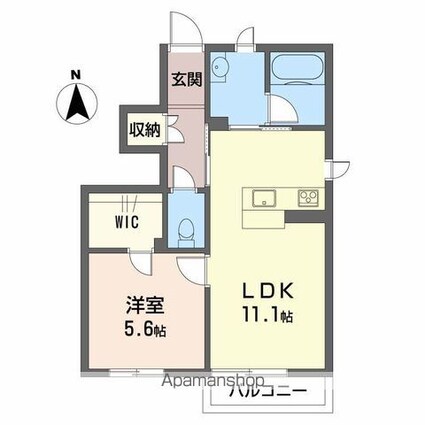 シャーメゾン久米　Ａ棟[1LDK/42.53m2]の間取図