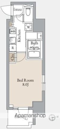 ジオエント上野松が谷[1K/25.23m2]の間取図