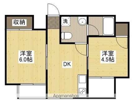 広島県広島市南区出汐１丁目[2DK/35.42m2]の間取図