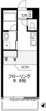 コンフォートⅡ[1R/24.33m2]の間取図