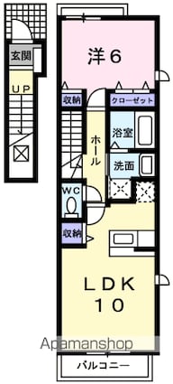 ポコ　ア　ポコ[1LDK/42.8m2]の間取図