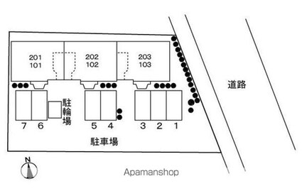 愛媛県松山市北吉田町[2DK/44.34m2]の配置図