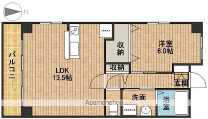 ピュアー[1LDK/46.77m2]の間取図