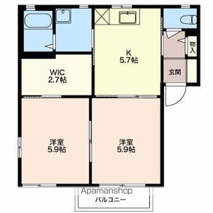 グランシャリオ優Ａ[2K/43.75m2]の間取図