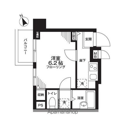 レキシントン・スクエア曙橋[1R/20.75m2]の間取図