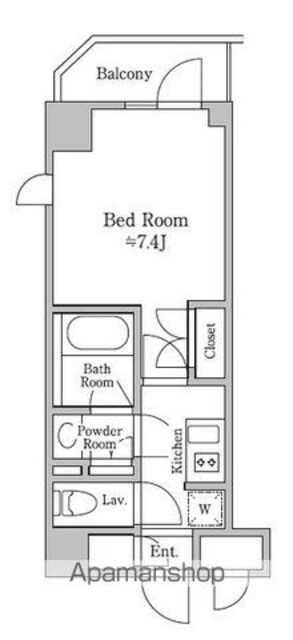 レジディア板橋[1K/25.13m2]の間取図