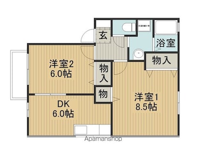 エトワール四賀Ｃ棟[2DK/47.94m2]の間取図