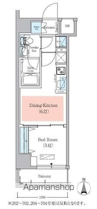 アーバネックス菊川Ⅱ[1DK/25.26m2]の間取図