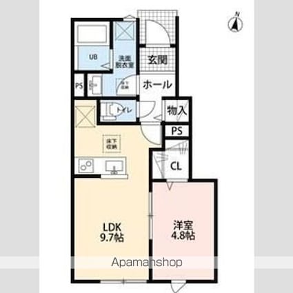 リーブルファイン足立南花畑[1LDK/37.95m2]の間取図