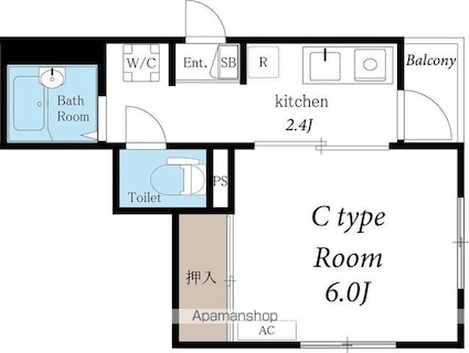 エルダーハウス十条[1K/22.9m2]の間取図