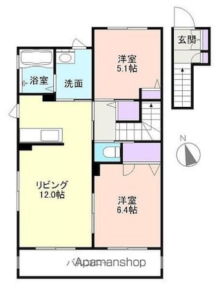 和歌山県和歌山市和歌川町[2LDK/60.18m2]の間取図
