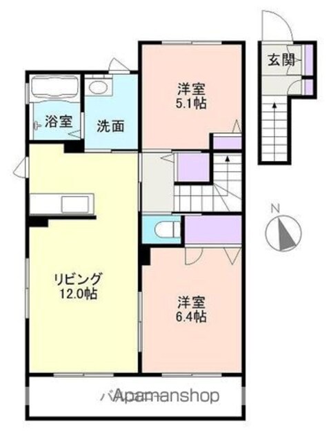 和歌山県和歌山市和歌川町[2LDK/60.18m2]の間取図