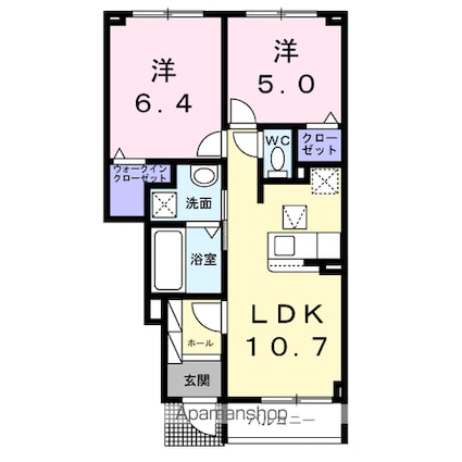 ユウスゲ[2LDK/50.47m2]の間取図