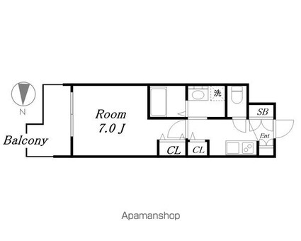 エステムコート名古屋ライブゲート[1K/24.38m2]の間取図