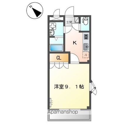 シャロン[1K/30.96m2]の間取図