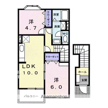 シャトレ沖Ｂ[2LDK/50.14m2]の間取図