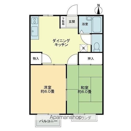 香川県高松市高松町[2DK/39.74m2]の間取図