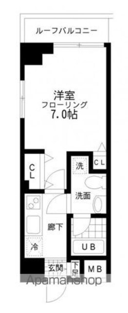 東京都世田谷区桜上水５丁目[1K/22.64m2]の間取図