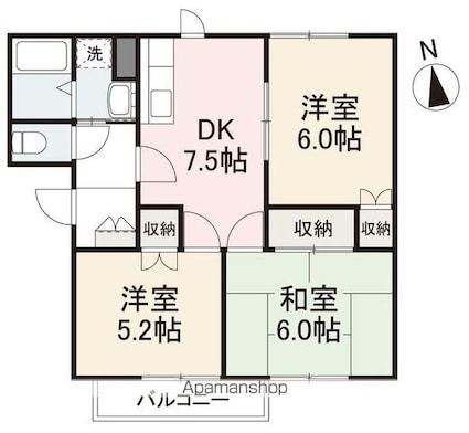 香川県高松市松縄町[3DK/55.06m2]の間取図