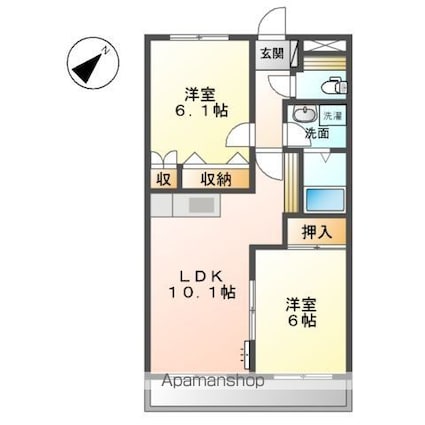 サンピア大福[2LDK/51.3m2]の間取図