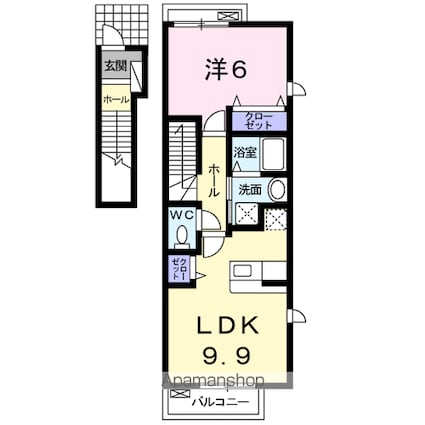 クオーレ　Ｂ[1LDK/42.37m2]の間取図