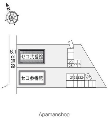 レオパレスセコ弐番館[1K/23.18m2]の配置図