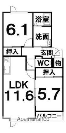イースト１２[2LDK/57.3m2]の間取図