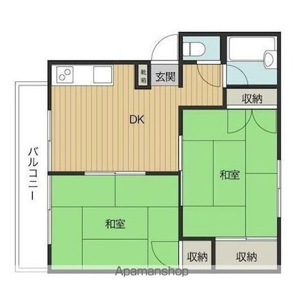ドミエール高松[2DK/42.7m2]の間取図