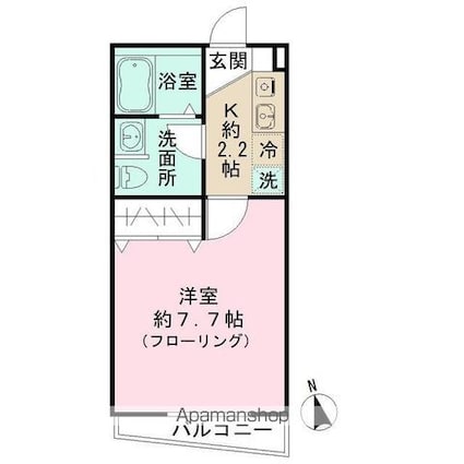ヒルズコート東が丘[1K/23.43m2]の間取図