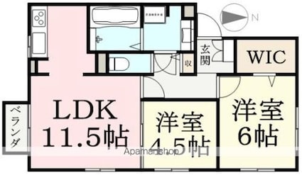レミューチモリ[2LDK/53.76m2]の間取図