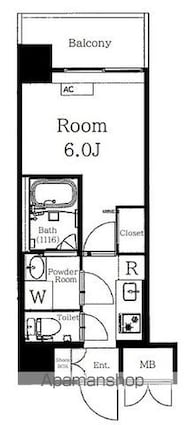 東京都港区南麻布１丁目[1K/21.45m2]の間取図
