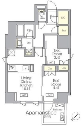 ＳーＲＥＳＩＤＥＮＣＥ日本橋馬喰町Ａｅｒｅ[2LDK/48.56m2]の間取図