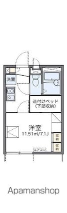 レオパレス飛田給ハイム[1K/19.87m2]の間取図