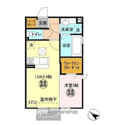 ラ・トゥール　二番館[1LDK/33.83m2]の間取図