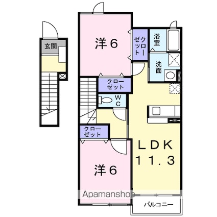 カーサアダージョ[2LDK/58.48m2]の間取図