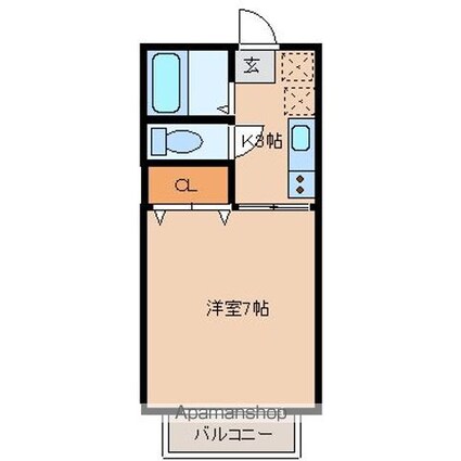 カラントアン[1K/23.44m2]の間取図