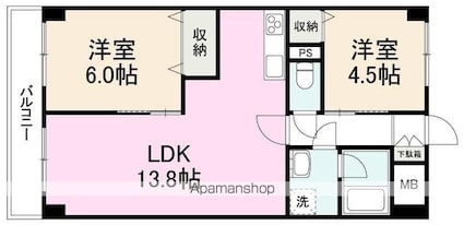 オレンジコート高松　[2LDK/57m2]の間取図