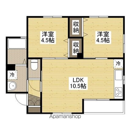 ライフメント伴駅前[2LDK/43.88m2]の間取図