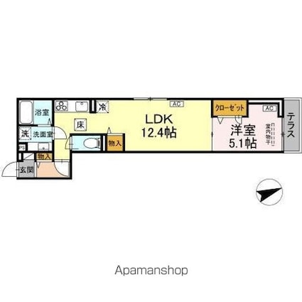 ＤーＲＯＯＭ八幡町[1LDK/41.6m2]の間取図