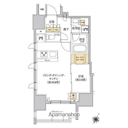 グレーシアフィット三軒茶屋[1LDK/37.25m2]の間取図